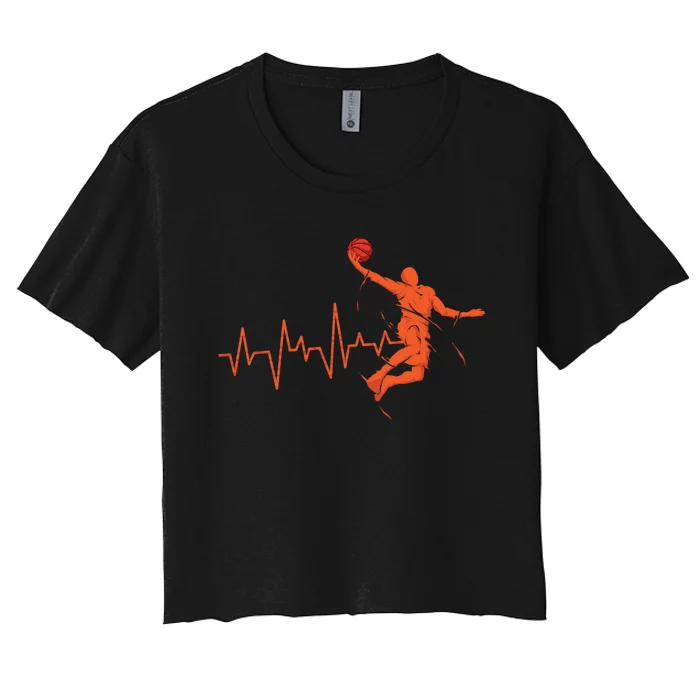 Basketball Heartbeat Retro Women's Crop Top Tee