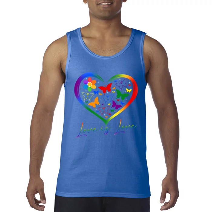 Butterfly Heart Rainbow Love Is Love Lgbt Lesbian Pride Gift Tank Top