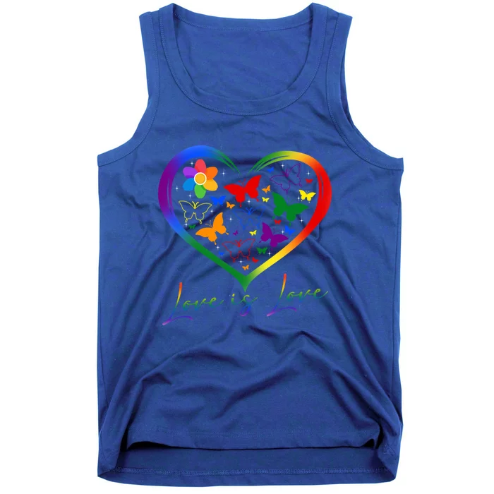 Butterfly Heart Rainbow Love Is Love Lgbt Lesbian Pride Gift Tank Top