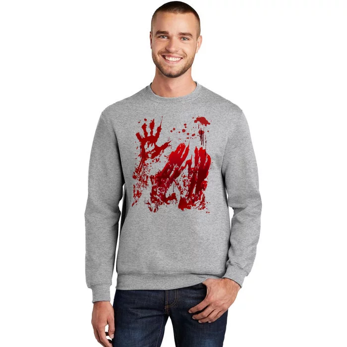 Bloody Handprint Red Hands Blood Splatter Zombie Outbreak Tall Sweatshirt