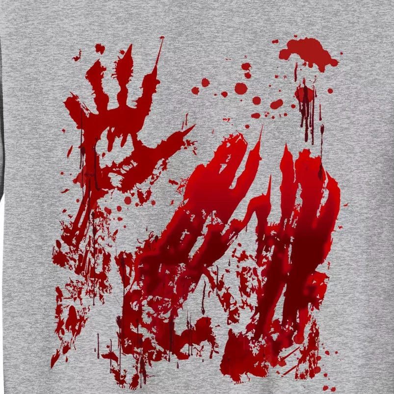 Bloody Handprint Red Hands Blood Splatter Zombie Outbreak Tall Sweatshirt