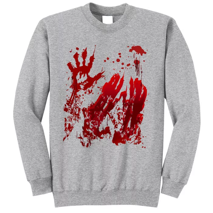 Bloody Handprint Red Hands Blood Splatter Zombie Outbreak Tall Sweatshirt