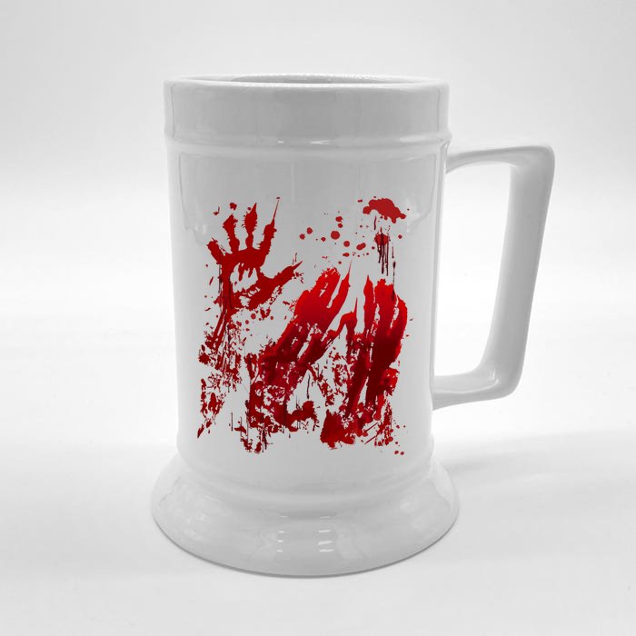 Bloody Handprint Red Hands Blood Splatter Zombie Outbreak Front & Back Beer Stein