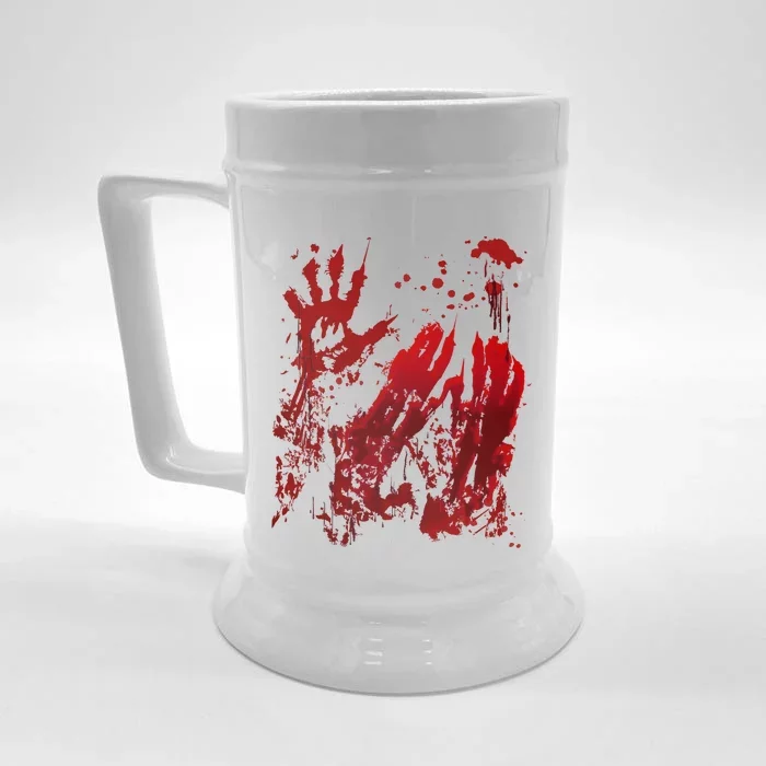 Bloody Handprint Red Hands Blood Splatter Zombie Outbreak Front & Back Beer Stein