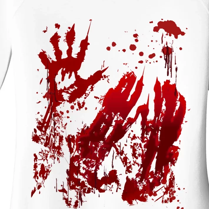 Bloody Handprint Red Hands Blood Splatter Zombie Outbreak Women's Perfect Tri Tunic Long Sleeve Shirt