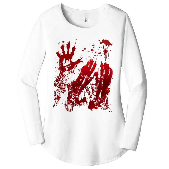 Bloody Handprint Red Hands Blood Splatter Zombie Outbreak Women's Perfect Tri Tunic Long Sleeve Shirt