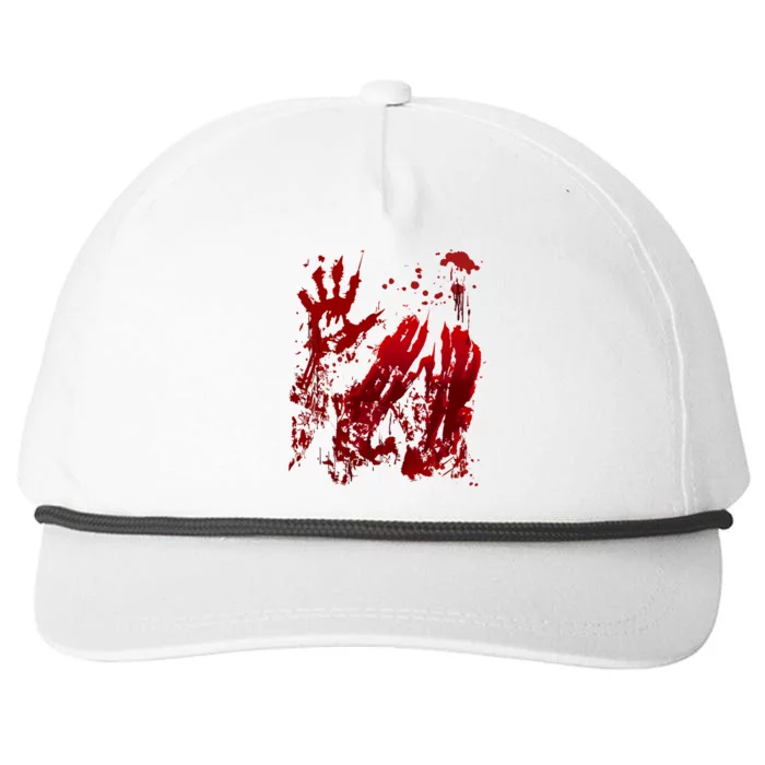 Bloody Handprint Red Hands Blood Splatter Zombie Outbreak Snapback Five-Panel Rope Hat