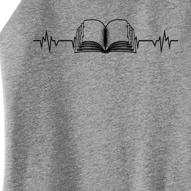 Book Heartbeat Readers Book Lovers Bookworm Reading Teacher Funny Gift Women’s Perfect Tri Rocker Tank