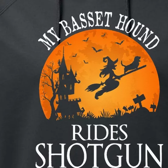 Basset Hound Rides Shotgun Dog Lover Party Performance Fleece Hoodie