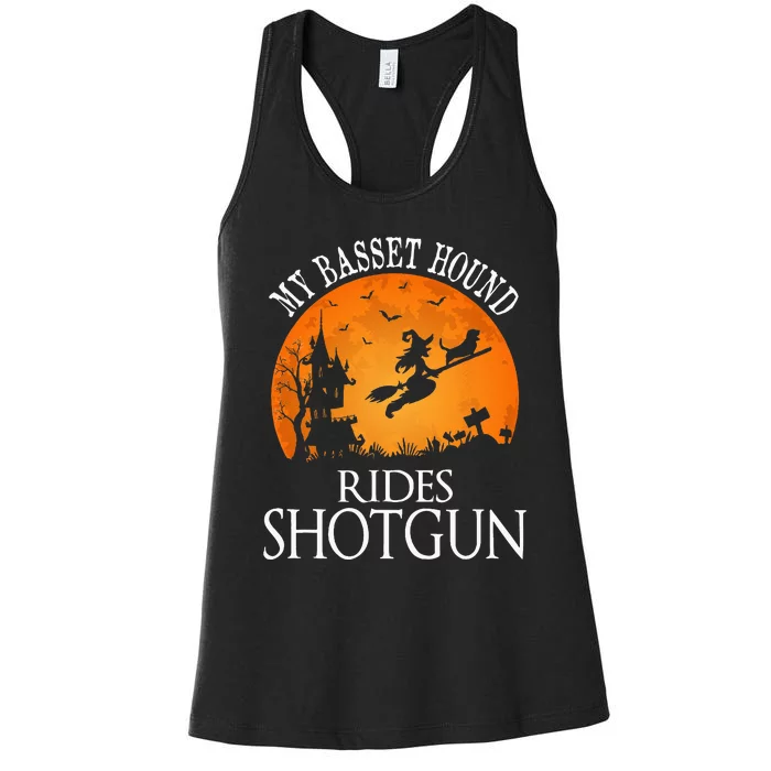 Basset Hound Rides Shotgun Dog Lover Party Women's Racerback Tank