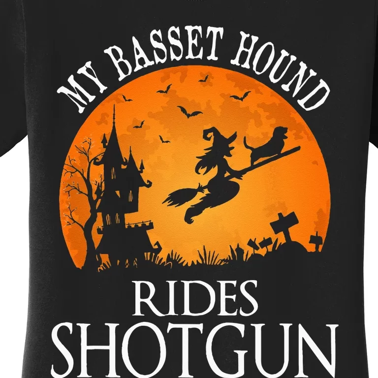 Basset Hound Rides Shotgun Dog Lover Party Women's T-Shirt