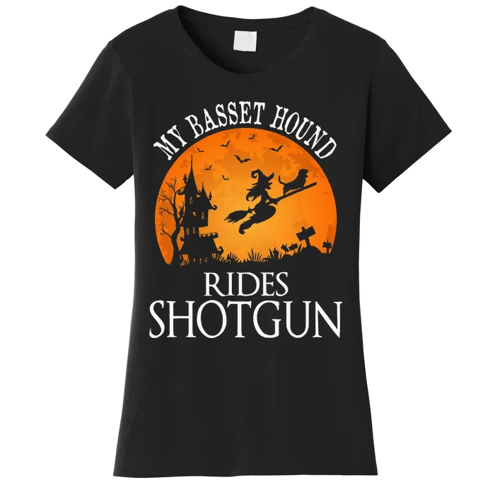 Basset Hound Rides Shotgun Dog Lover Party Women's T-Shirt