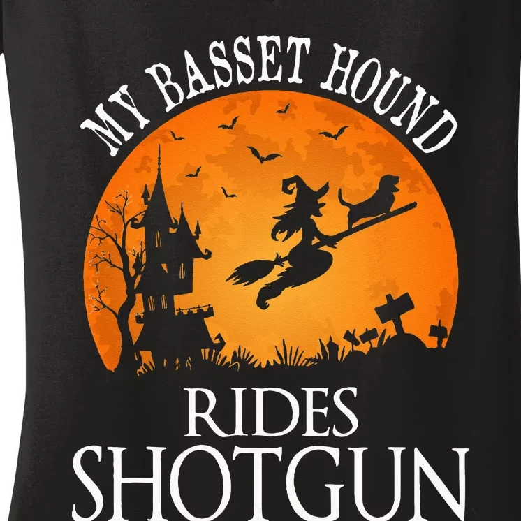 Basset Hound Rides Shotgun Dog Lover Party Women's V-Neck T-Shirt