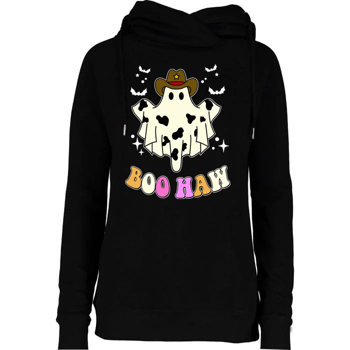 Boo Haw Retro Western Halloween Womens Funnel Neck Pullover Hood