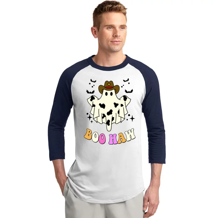 Boo Haw Retro Western Halloween Baseball Sleeve Shirt