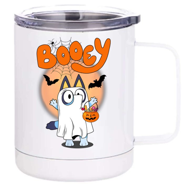 Booey Halloween Spooky Season Funny Front & Back 12oz Stainless Steel Tumbler Cup