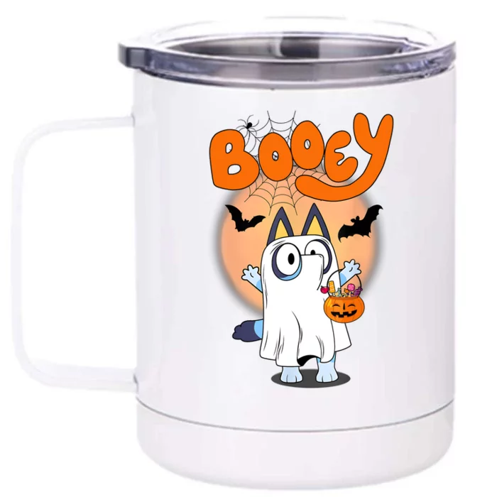 Booey Halloween Spooky Season Funny Front & Back 12oz Stainless Steel Tumbler Cup