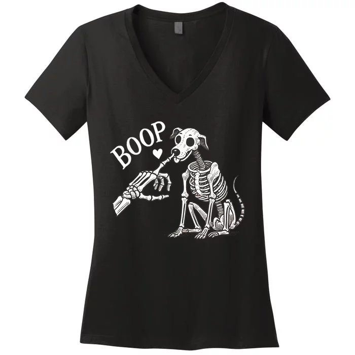 Boop Hand Skeleton And Dog Women's V-Neck T-Shirt