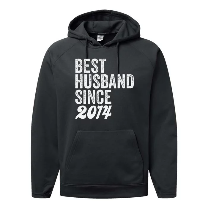 Best Husband Since 2014 Wedding Anniversary Husband Performance Fleece Hoodie