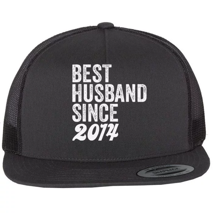 Best Husband Since 2014 Wedding Anniversary Husband Flat Bill Trucker Hat