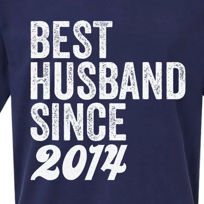 Best Husband Since 2014 Wedding Anniversary Husband Sueded Cloud Jersey T-Shirt