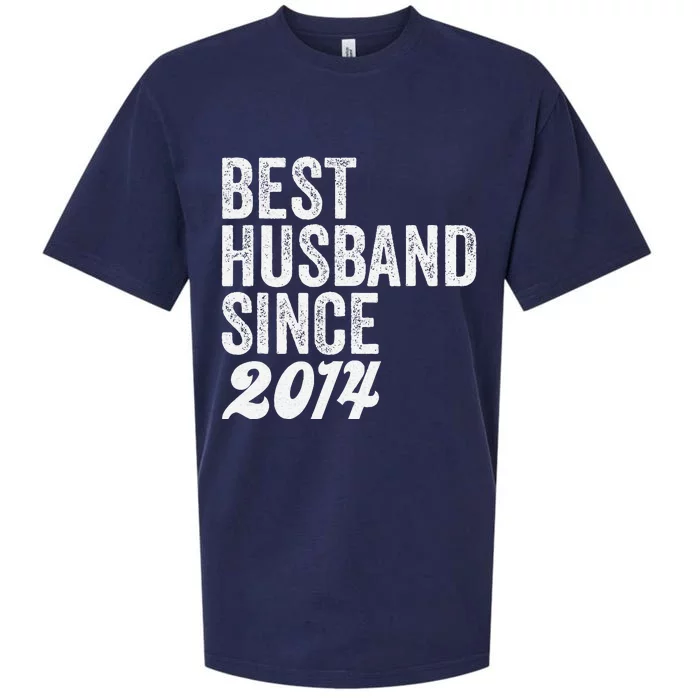 Best Husband Since 2014 Wedding Anniversary Husband Sueded Cloud Jersey T-Shirt