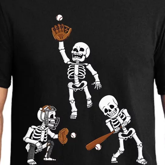 Baseball Halloween Skeletons Hitter Catcher Pajama Set