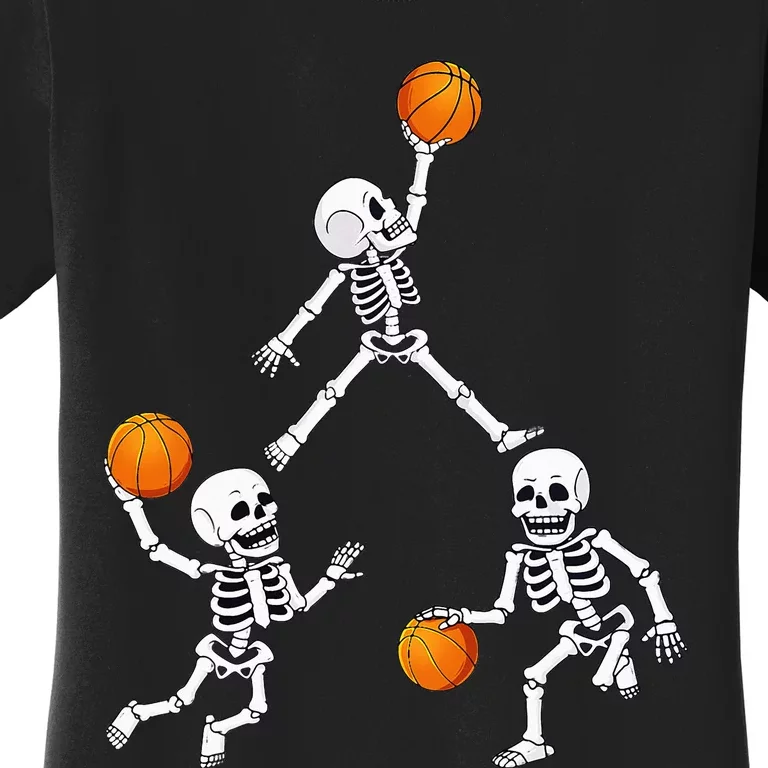 Basketball Halloween Skeleton Dunking Dribble Women's T-Shirt