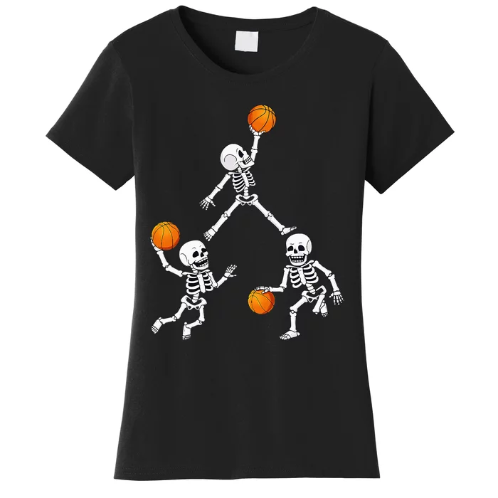 Basketball Halloween Skeleton Dunking Dribble Women's T-Shirt