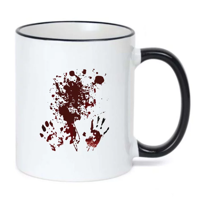 Blood Hands Splatters Red Bloody Handprints Zombie Outbreak Black Color Changing Mug