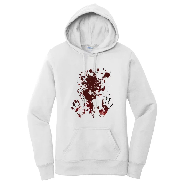 Blood Hands Splatters Red Bloody Handprints Zombie Outbreak Women's Pullover Hoodie