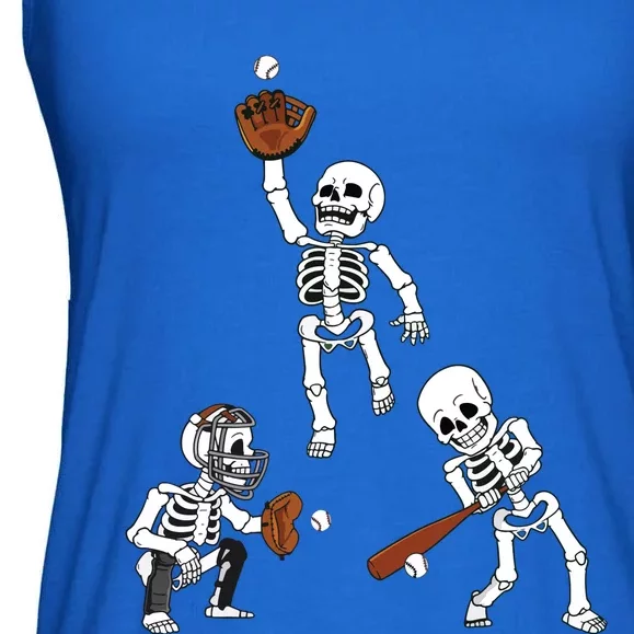 Baseball Halloween Skeletons Hitter Catcher Boy Ladies Essential Flowy Tank