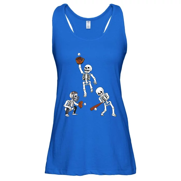 Baseball Halloween Skeletons Hitter Catcher Boy Ladies Essential Flowy Tank