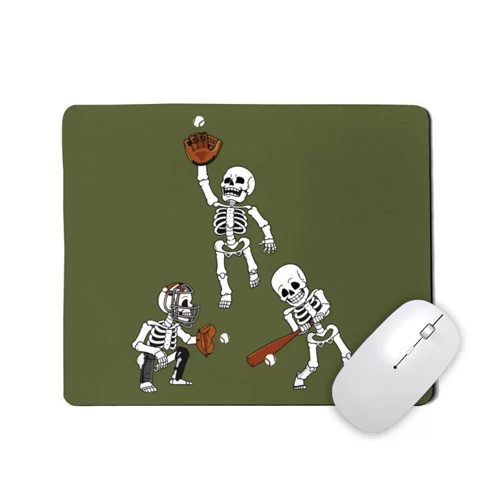 Baseball Halloween Skeletons Hitter Catcher Boy Mousepad