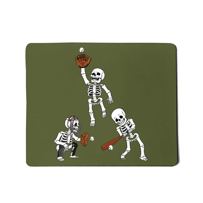 Baseball Halloween Skeletons Hitter Catcher Boy Mousepad