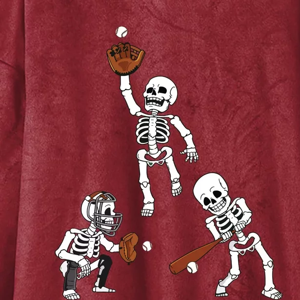 Baseball Halloween Skeletons Hitter Catcher Boy Hooded Wearable Blanket