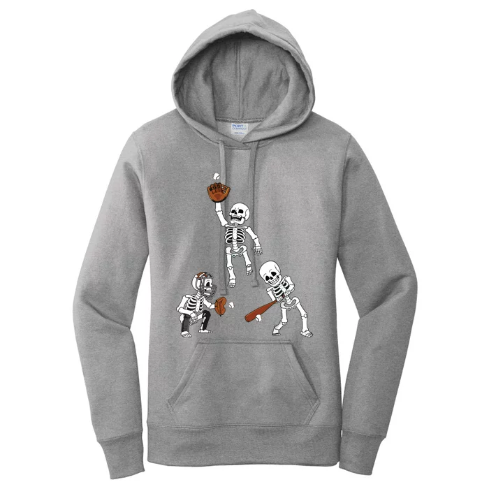 Baseball Halloween Skeletons Hitter Catcher Boy Women's Pullover Hoodie