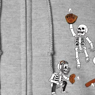 Baseball Halloween Skeletons Hitter Catcher Boy Full Zip Hoodie