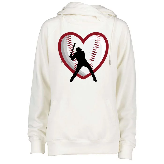 Baseball Heart Sport Lover Womens Funnel Neck Pullover Hood