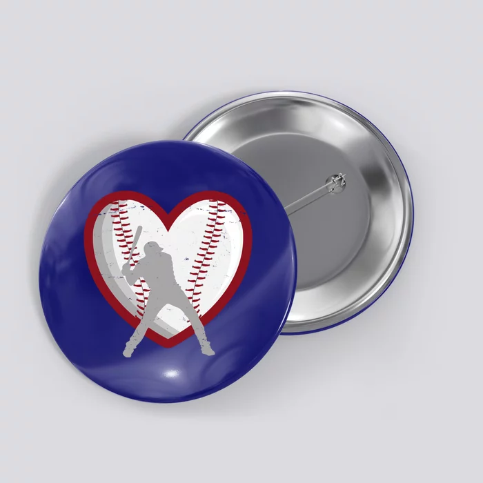 Baseball Heart Sport Lover Button