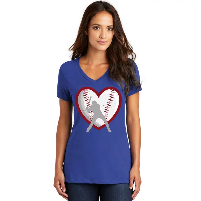 Baseball Heart Sport Lover Women's V-Neck T-Shirt