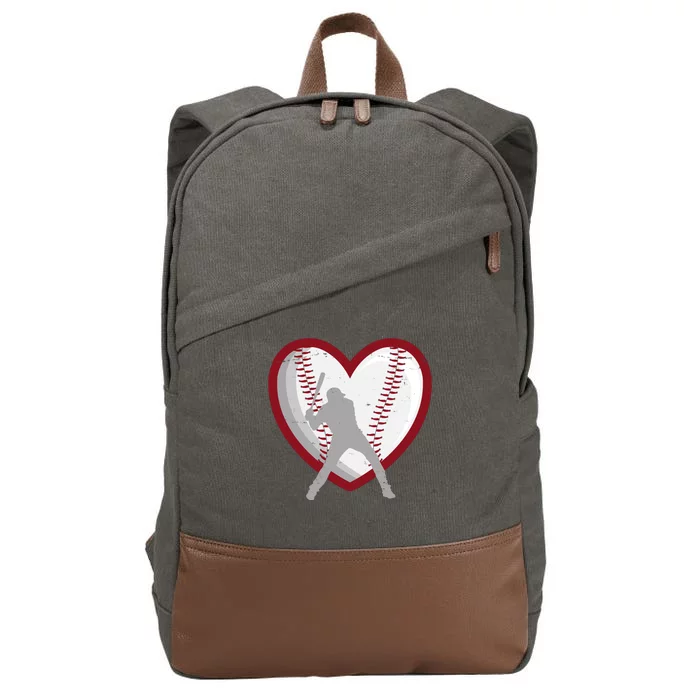 Baseball Heart Sport Lover Cotton Canvas Backpack