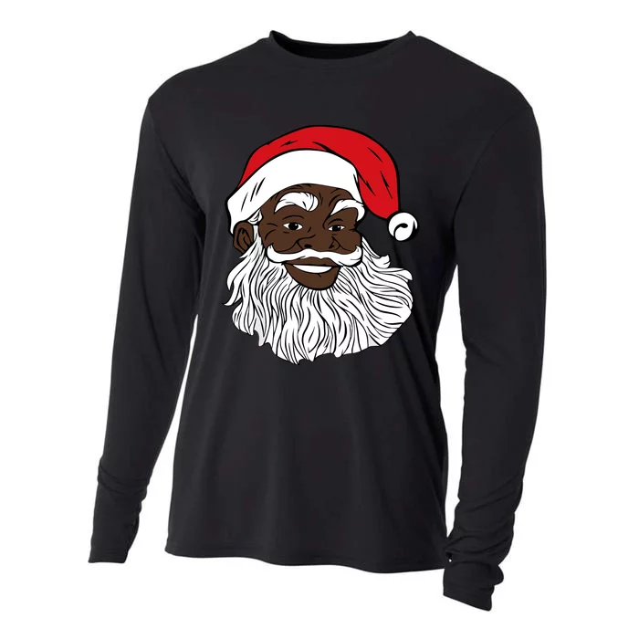 Black Happy Santa Shirts Fun African American Santa Cooling Performance Long Sleeve Crew