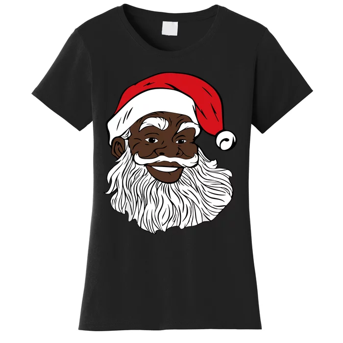 Black Happy Santa Shirts Fun African American Santa Women's T-Shirt