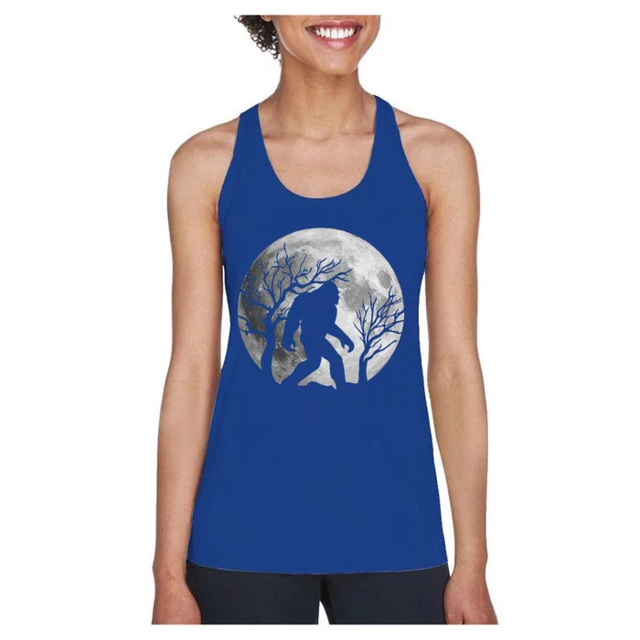 Bigfoot Halloween Sasquatch Full Moon Yeti Funny Women's Racerback Tank