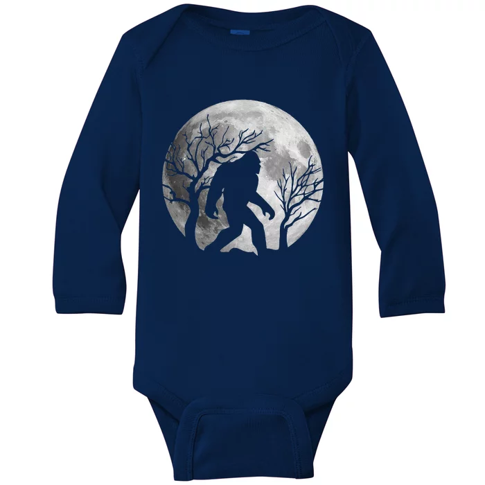 Bigfoot Halloween Sasquatch Full Moon Yeti Funny Baby Long Sleeve Bodysuit