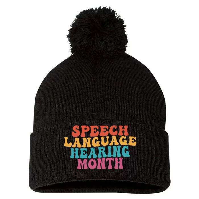 Better Hearing Speech Language Hearing Month Pom Pom 12in Knit Beanie