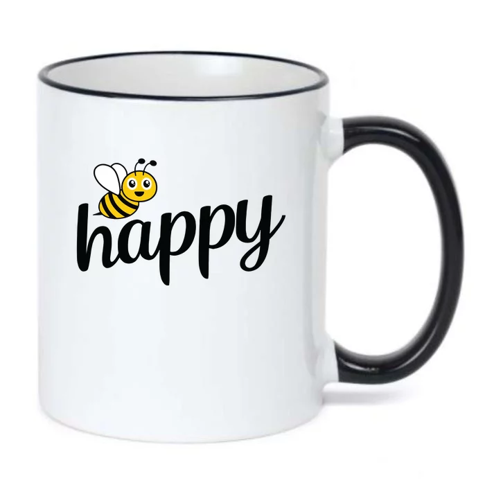 Bee Happy Summer Black Color Changing Mug