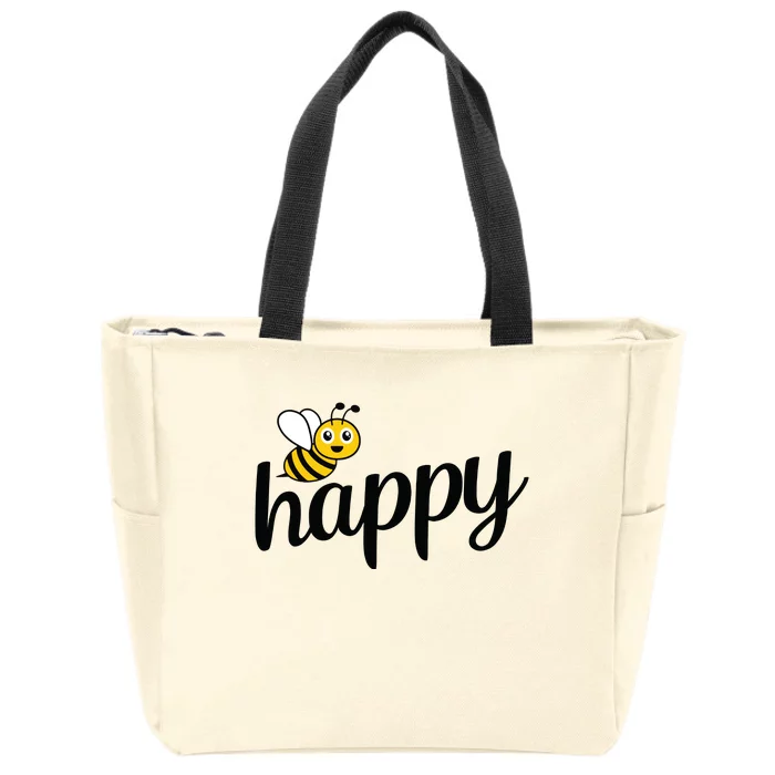 Bee Happy Summer Zip Tote Bag