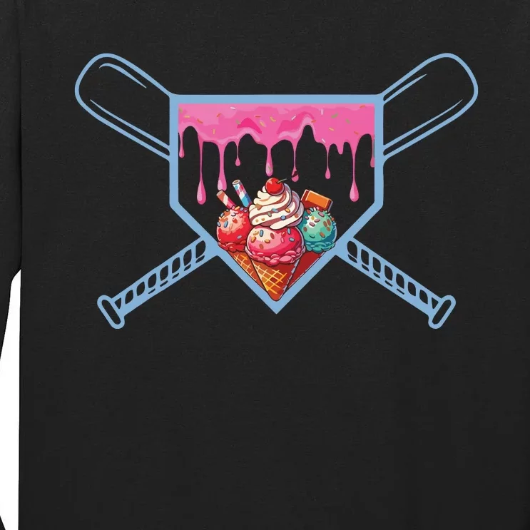 Baseball Home Social Club For Boy Ice Cream Drip Tall Long Sleeve T-Shirt